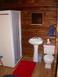 Private bathroon in Lake Kulik Cabin Alaska fly fishing lodge