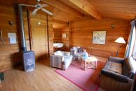 Private living room Alaska fly fishing lodge